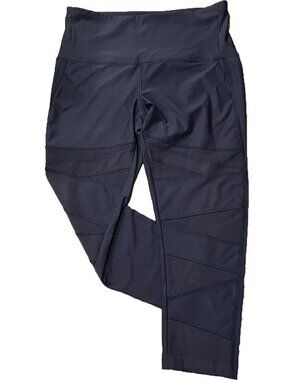Vogo Athletica Black High Waisted Moto Mesh Panel Crop Leggings Size L